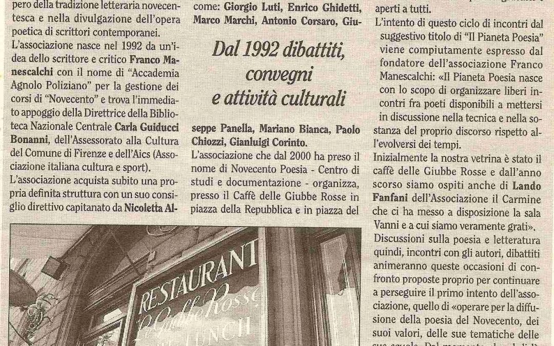 Articolo su Pianeta Poesia alle Giubbe rosse