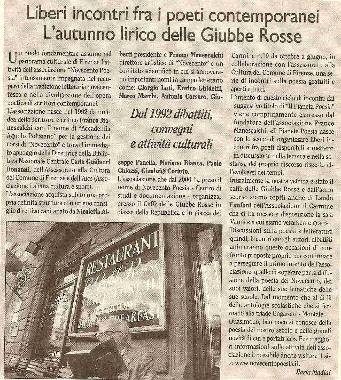 Articolo si Pianeta poesia alle Giubbe rosse 2