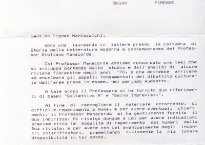 Lettera di Silvia Asoli